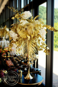 czarno złota dekoracja sali weselnej